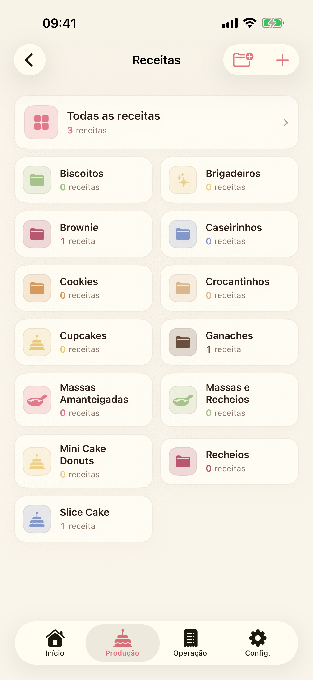 Receitório recipes screen on iPhone